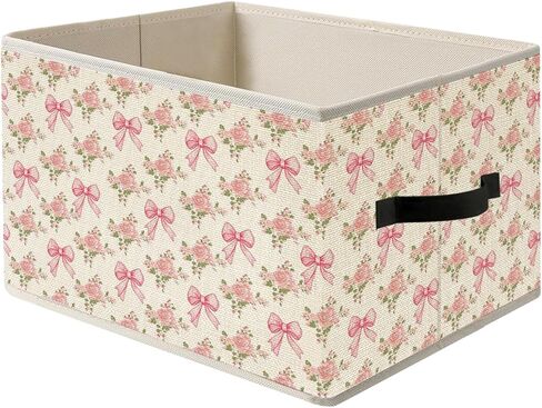 William Morris Inspired Vintage Pastel Green Floral Botanical Storage Bin Box with Handles,Green Vine Flowers Foldable Organizer Basket Toybox for Girls Room Bedroom Bathroom Clothes Toys Books in Kuwait