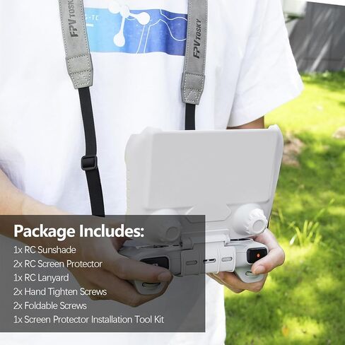 غطاء غطاء حماية من الشمس FPVtosky 3 في 1 Mini 3 RC + واقي شاشة + حزمة حبل قصير، واقي شاشة ظل الشمس وحبل لملحقات DJI Mini 3/3 Pro/Mavic 3 Classic/3 Pro RC in Kuwait