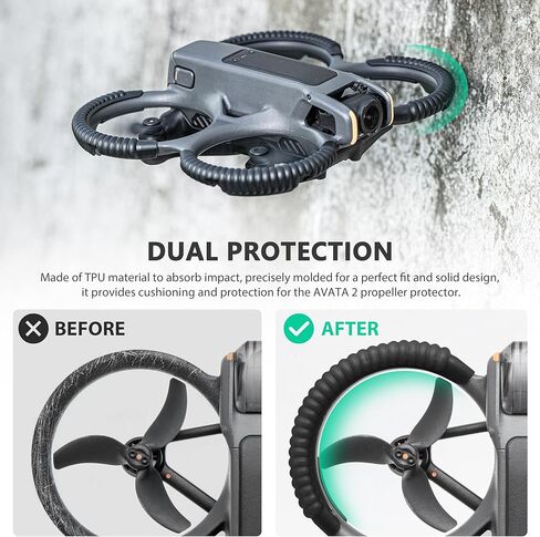 STARTRC Avata 2 Propeller Guard Protector for DJI Avata 2 Drone Protective Bumper Anti-Collision Shockproof Prop Protector for DJI Avata 2 Fly More Combo Accessories, black in Kuwait