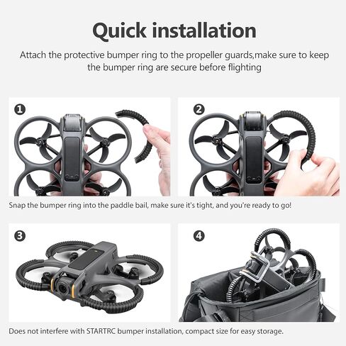 STARTRC Avata 2 Propeller Guard Protector for DJI Avata 2 Drone Protective Bumper Anti-Collision Shockproof Prop Protector for DJI Avata 2 Fly More Combo Accessories, black in Kuwait