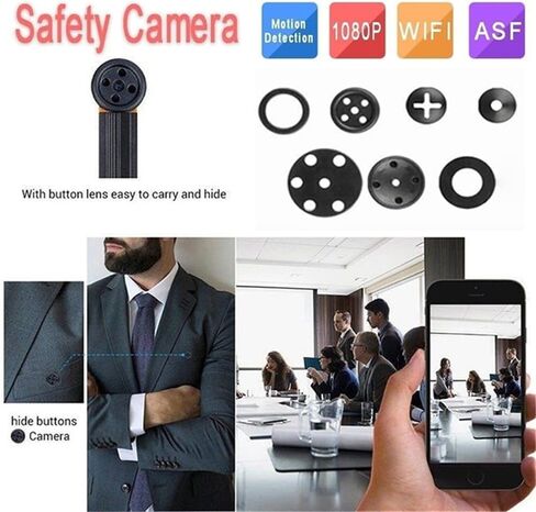 كاميرا مخفية صغيرة، وحدة كاميرا تجسس 2.5K QHD DIY، زاوية واسعة 100 درجة، كاميرا أمان داخلية لاسلكية واي فاي مع كشف الحركة، رؤية ليلية، للمنزل والمكتب والسيارة والتخزين السحابي/SD in Kuwait