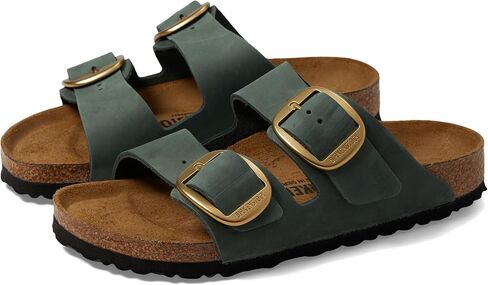 صندل نسائي من جلد النوبوك Arizona Big Buckle-Nubuck من Birkenstock، مقاس 10-10.5 ضيق in Kuwait