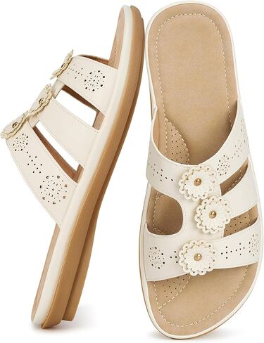 Comfortable Womens Slide Sandals: Casual Slip-On & Memory Foam Dressy Summer Sandals for Daily Life - Lightweight Open Toe Soft Lining - Busy Lifestyles in Saudi Arabia