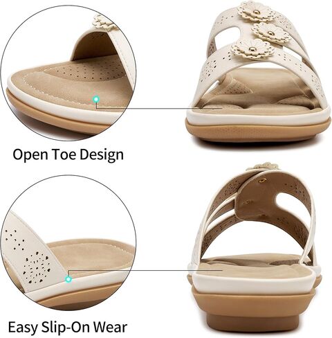 Comfortable Womens Slide Sandals: Casual Slip-On & Memory Foam Dressy Summer Sandals for Daily Life - Lightweight Open Toe Soft Lining - Busy Lifestyles in Saudi Arabia