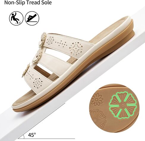 Comfortable Womens Slide Sandals: Casual Slip-On & Memory Foam Dressy Summer Sandals for Daily Life - Lightweight Open Toe Soft Lining - Busy Lifestyles in Saudi Arabia