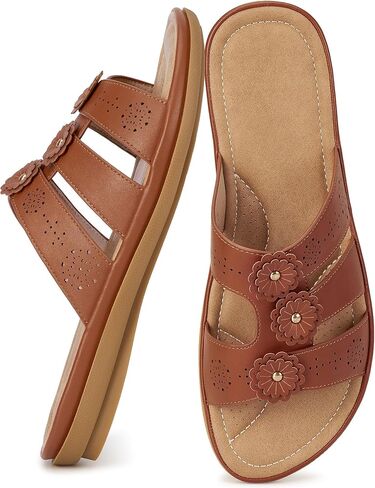 Comfortable Womens Slide Sandals: Casual Slip-On & Memory Foam Dressy Summer Sandals for Daily Life - Lightweight Open Toe Soft Lining - Busy Lifestyles in Saudi Arabia