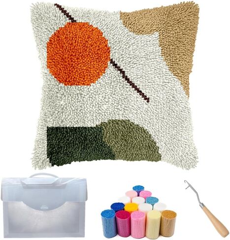 مجموعة خطافات مزلاج بنمط Cozykeke، مجموعة غطاء وسادة DIY مع قماش مطبوع مسبقًا للبالغين والمبتدئين، مناسبة لديكور المنزل وهدية المهرجانات 17 * 17 بوصة (BX95) in Kuwait