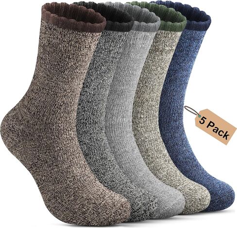 Annsuki 5 Pack Mens Thermal Wool Socks for Winter Warm Merino Socks Thick Hiking Socks for Camping Cozy Socks for Man in Saudi Arabia