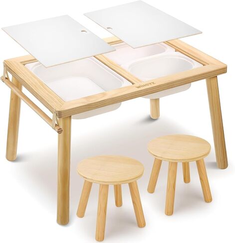 WINGYZ Sensory Table and Chair Set, 3 in 1 Kids Table for Play Study Art Dining Toys Storage, Sensory Activity Tables for Toddler with Storage Bins, Children's Gifts for Boys and Girls in Kuwait