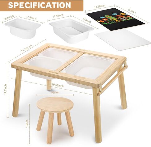 WINGYZ Sensory Table and Chair Set, 3 in 1 Kids Table for Play Study Art Dining Toys Storage, Sensory Activity Tables for Toddler with Storage Bins, Children's Gifts for Boys and Girls in Kuwait