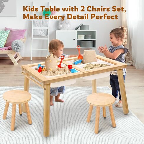 WINGYZ Sensory Table and Chair Set, 3 in 1 Kids Table for Play Study Art Dining Toys Storage, Sensory Activity Tables for Toddler with Storage Bins, Children's Gifts for Boys and Girls in Kuwait