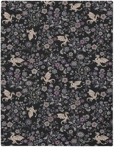Fantasy Floral Dragons Baby Blankets for Boy Girl Fairytale Dragon Gothic Black Purple Flowers Soft Flannel Nursery Bed Blankets for Infant Toddler Crib Stroller Swaddle Receiving Blanket 30x40inch in Saudi Arabia