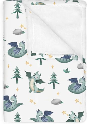 Fantasy Floral Dragons Baby Blankets for Boy Girl Fairytale Dragon Gothic Black Purple Flowers Soft Flannel Nursery Bed Blankets for Infant Toddler Crib Stroller Swaddle Receiving Blanket 30x40inch in Saudi Arabia