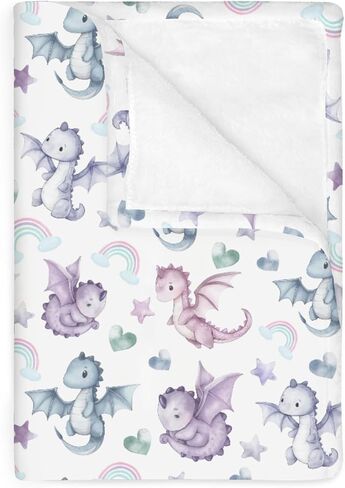 Fantasy Floral Dragons Baby Blankets for Boy Girl Fairytale Dragon Gothic Black Purple Flowers Soft Flannel Nursery Bed Blankets for Infant Toddler Crib Stroller Swaddle Receiving Blanket 30x40inch in Saudi Arabia