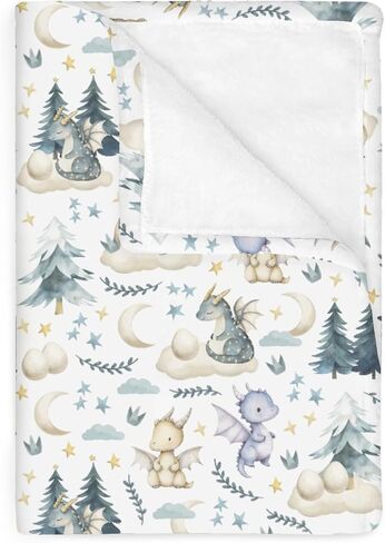 Fantasy Floral Dragons Baby Blankets for Boy Girl Fairytale Dragon Gothic Black Purple Flowers Soft Flannel Nursery Bed Blankets for Infant Toddler Crib Stroller Swaddle Receiving Blanket 30x40inch in Saudi Arabia
