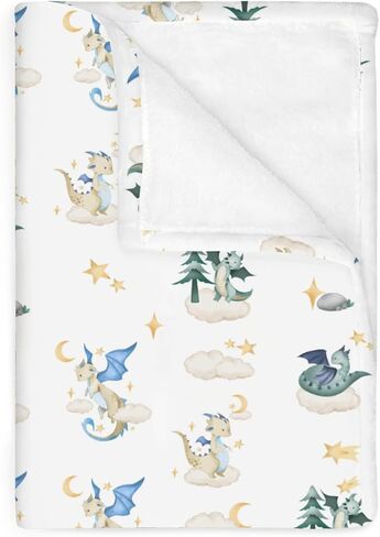 Fantasy Floral Dragons Baby Blankets for Boy Girl Fairytale Dragon Gothic Black Purple Flowers Soft Flannel Nursery Bed Blankets for Infant Toddler Crib Stroller Swaddle Receiving Blanket 30x40inch in Saudi Arabia