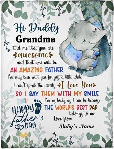 Personalized Elephant Hi Mommy Grandma Told Me That You are Awesome Blanket Happy First Mother Day Funny Gifts for New First Mom to Be from Bumb Baby Custom Name Blanket in Kuwait