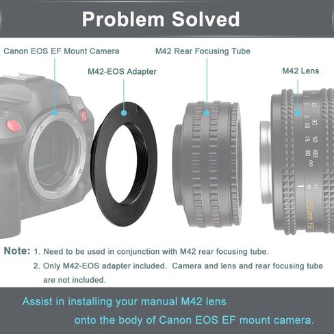 محول عدسة الكاميرا M42-EOS لعدسة التثبيت المسمار M42 لكاميرا Canon EOS EF Mount، حلقة محول التركيز اليدوي - عبوتان in Kuwait