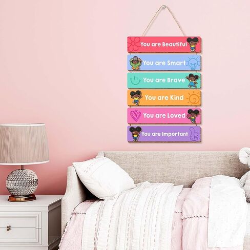 Inspirational Black Girl Wall Decor,You Are Beautiful Wooden Hanging Signs for Girls Room Toddler Nursery Playroom Classroom Decor in Kuwait