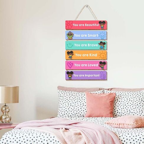 Inspirational Black Girl Wall Decor,You Are Beautiful Wooden Hanging Signs for Girls Room Toddler Nursery Playroom Classroom Decor in Kuwait