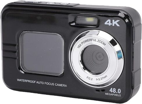 Yunseity 4K Water Proof Camera, 48MP UHD Dual Screen Selfie 16X Zoom Autofocus 3.5M Underwater Camera with 256GB SD Card Support, for Diving Snorkeling Swimming (Black) in Kuwait