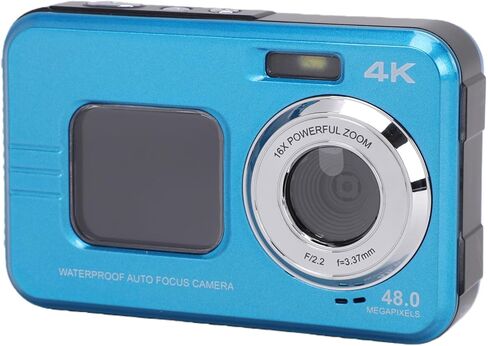Yunseity 4K Water Proof Camera, 48MP UHD Dual Screen Selfie 16X Zoom Autofocus 3.5M Underwater Camera with 256GB SD Card Support, for Diving Snorkeling Swimming (Black) in Kuwait