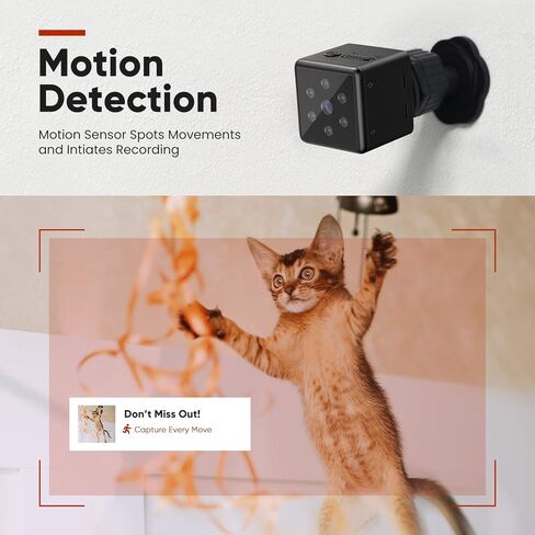 Mini Spy Cam 1080p Full HD - كاميرا فيديو مخفية قابلة للتركيب مع كشف الحركة والرؤية الليلية - كاميرا تجسس صغيرة للسيارة والمراقبة - كاميرا شرطي - كاميرات تجسس صغيرة - تدعم SD من 8 إلى 128 جيجابايت in Kuwait