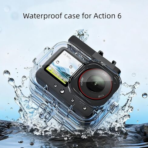 جراب مقاوم للماء مع مضاد للضباب لكاميرا DJI Osmo Action 6، قفص غلاف تحت الماء يدعم الغوص العميق 70M/229FT مع 6 ملحقات لدعامة الفك السريع in Kuwait