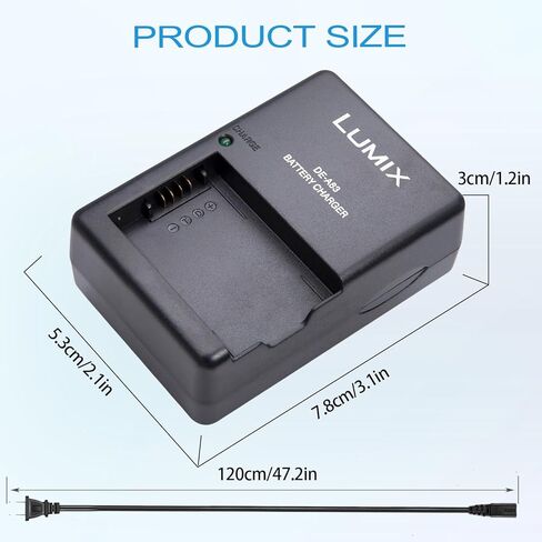 DE-A83 DMW-BMB9 Battery Charger for Panasonic DE-A84 Charger Lumix DC-FZ80, DC-FZ80D, DMC-FZ40K, DMC-FZ45K, DMC-FZ47K, DMC-FZ48K, DMC-FZ60, DMC-FZ70, DMC-FZ100, DMC-FZ15 Cameras & 120cm AC Cord in Kuwait