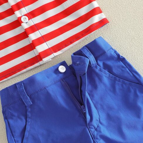 4Th of July Baby Boy Outfit Bow Tie Short Sleeve Toddler Shirts Pocket Shorts Summer Clothes Boys Suit in Saudi Arabia