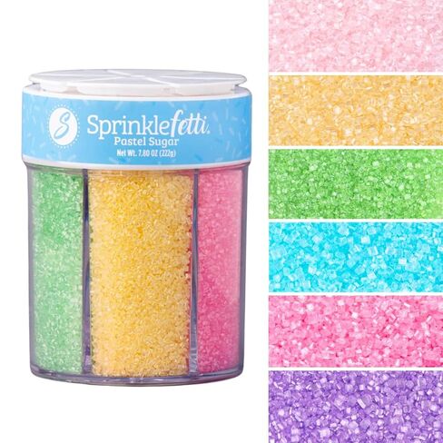 Sweets Indeed Pastel Colored Sugar 6 Cell Set – Decorative Sanding Sugar for Baking & Decorating, Cupcakes, Cookies, Cakes & Desserts – Spring Easter Baking Decorations – 6.45 oz in Saudi Arabia