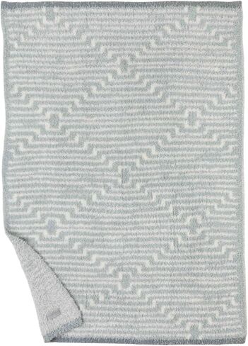 بطانية Barefoot Dreams CozyChic Geo Stripe لعربة الأطفال، 30 بوصة × 40 بوصة (ماء أزرق) in Kuwait
