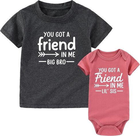 you got a friend in me big brother little sister outfits matching toddler shirt lil sis newborn outfit Baby Clothes in Kuwait