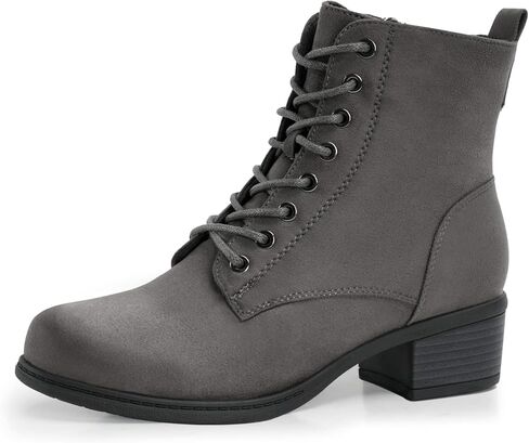 VJH confort Women's Fashion Ankle Boots Low Heels Chunky Lace-up Combat Bootie with Side Zipper in Saudi Arabia