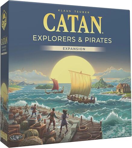توسيع لعبة CATAN Explorers & Pirates Board (الإصدار السادس) انطلق في مغامرات جديدة، لعبة إستراتيجية للأطفال والكبار، للأعمار من 12 عامًا فما فوق، 3-4 لاعبين، وقت لعب 90 دقيقة، من إنتاج Catan Studio in Kuwait