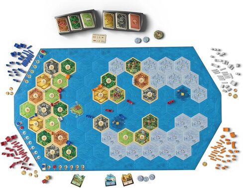 توسيع لعبة CATAN Explorers & Pirates Board (الإصدار السادس) انطلق في مغامرات جديدة، لعبة إستراتيجية للأطفال والكبار، للأعمار من 12 عامًا فما فوق، 3-4 لاعبين، وقت لعب 90 دقيقة، من إنتاج Catan Studio in Kuwait