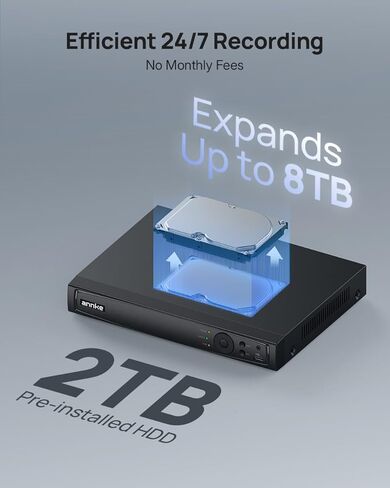 نظام كاميرا أمان ANNKE 4K PoE، 8CH H.265+ NVR مع اكتشاف الإنسان/المركبة بالذكاء الاصطناعي، كاميرات IP خارجية 4X 8 ميجابكسل، رؤية ليلية ملونة ذكية، IP67، ميكروفون مدمج، محرك أقراص ثابتة سعة 2 تيرابايت للمراقبة المنزلية على مدار 24 ساعة in Kuwait