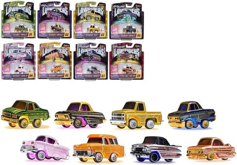 Diecast Model Car Compatible with CarTuned 1:64 Lowriders Show Glow Series 1 Assortment of 8 Pieces Cars with L.E.D. Light Up Chassis, Factory Seal Case. in Saudi Arabia