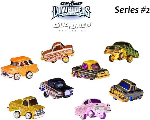 Diecast Model Car Compatible with CarTuned 1:64 Lowriders Show Glow Series 1 Assortment of 8 Pieces Cars with L.E.D. Light Up Chassis, Factory Seal Case. in Saudi Arabia