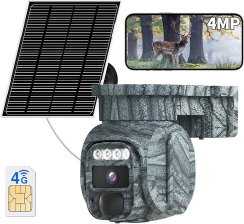 4G LTE Solar Cellular Security Camera Outdoor, Battery Power, No WiFi Wireless Camera with SIM Card Subscription Plan, 2 Way Talk, 355° View, 2K Vision, PIR Motion Sensor, Farm (Camouflage) in Saudi Arabia