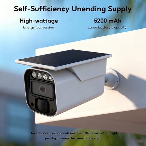 4G LTE Cellular Solar Security Camera Wireless Outdoor, No WiFi Solar Powered Camera, 2K Color Night Vision, PIR Motion Sensor, AI Motion Detection, 2 Way Audio, Built in SIM Card in Kuwait