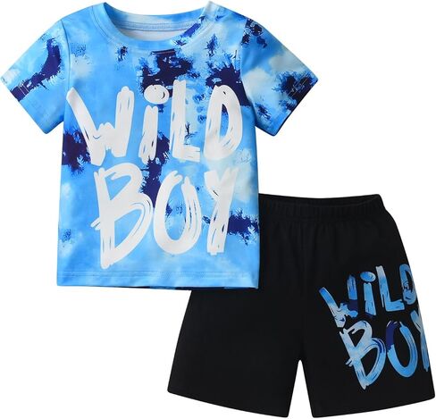 Toddler Baby Boy Clothes Summer Short Sleeve Tie-dye Letter Print T-Shirt and Shorts Outfit Set in Saudi Arabia