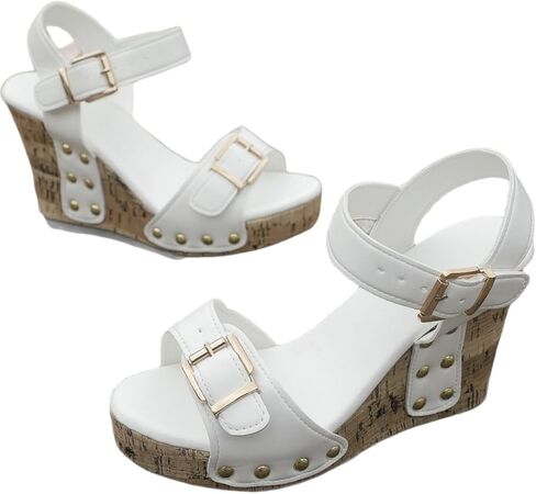 Lady's summer wedge sandals, solid color open-toe with snap closure, rubber sole and polyurethane insole/lining/shoe upper material in Kuwait