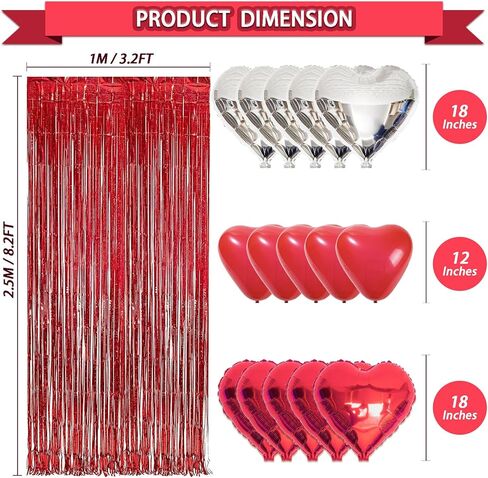 72 Pcs Valentines Day Decor Kit, Happy Anniversary Decorations - Balloon Set, 1000 Pcs Dark-Red Rose Petals, "I LOVE YOU" banner, Multi Decors For Romantic Decorations Special Night in Saudi Arabia