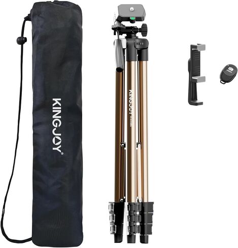حامل ثلاثي للكاميرا مقاس 71 بوصة من KINGJOY، حامل ثلاثي خفيف الوزن للسفر مع جهاز تحكم عن بعد لاسلكي، حامل للهاتف على الحذاء البارد، رأس عموم ثلاثي الاتجاهات، بحد أقصى 6.6 رطل متوافق مع Canon وNikon وiPhone وDSLR وVlogging in Kuwait