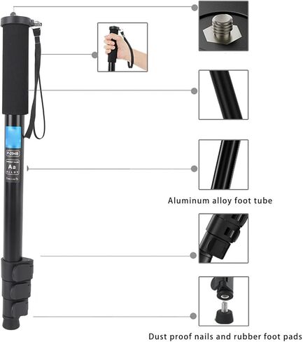 EBTOOLS Camera Monopod, Telescopic Aluminum Alloy Portable Monopod for DSLR Camera Photography Phone with Compact Size Easy Extension Locking System in Kuwait