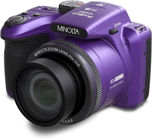 Minolta MN40Z-P 20 MP / 1080P FHD Bridge Camera w/40x Optical Zoom (Purple) Bundle with Deco Photo Camera Bag for DSLR and Mirrorless Cameras and Western Digital Purple 64GB microSD Card in Kuwait