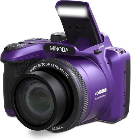 Minolta MN40Z-P 20 MP / 1080P FHD Bridge Camera w/40x Optical Zoom (Purple) Bundle with Deco Photo Camera Bag for DSLR and Mirrorless Cameras and Western Digital Purple 64GB microSD Card in Kuwait
