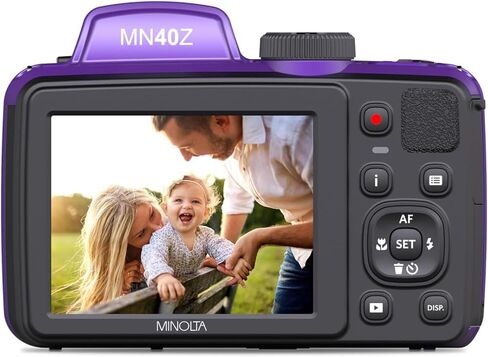 Minolta MN40Z-P 20 MP / 1080P FHD Bridge Camera w/40x Optical Zoom (Purple) Bundle with Deco Photo Camera Bag for DSLR and Mirrorless Cameras and Western Digital Purple 64GB microSD Card in Kuwait