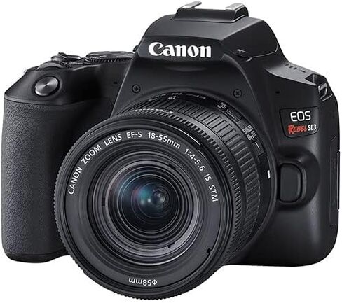 كاميرا Canon EOS Rebel SL3 DSLR مع عدسة 18-55 ملم (أسود) | مستشعر APS-C بدقة 24.1 ميجابكسل، بكسل مزدوج للتركيز البؤري التلقائي وفيديو بدقة 4K للمبتدئين والتصوير اليومي (3453C002) + بطاقة سعة 64 جيجابايت + حقيبة Canon in Kuwait
